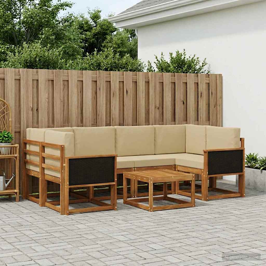 Set di divani da esterno con cuscino 5 pcs Naturale