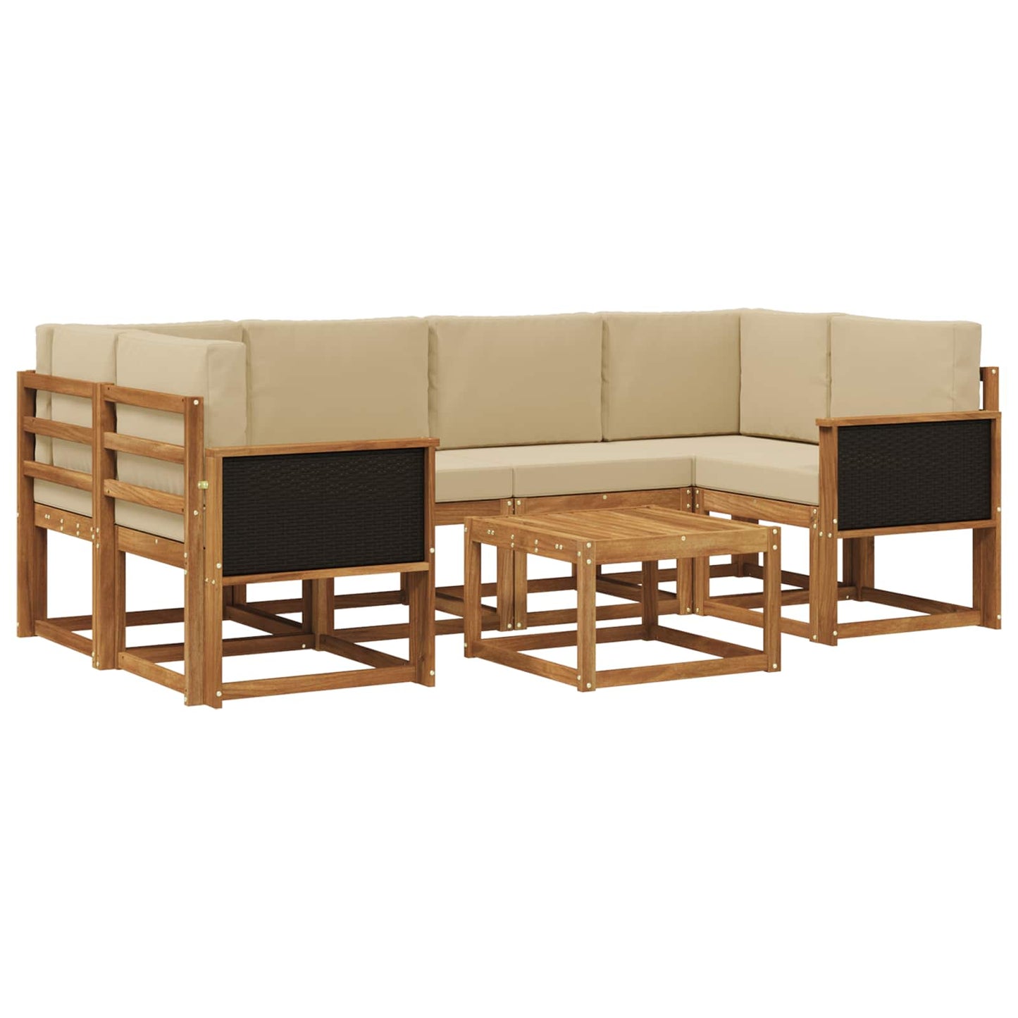 Set di divani da esterno con cuscino 5 pcs Naturale