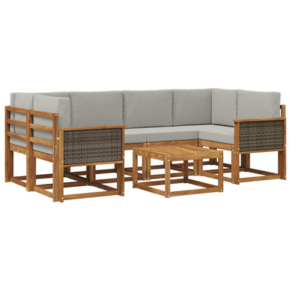 Set di divani da esterno 5 pcs Naturale e Grigio Chiaro