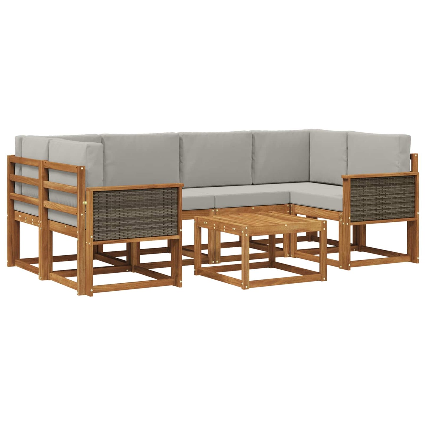 Set di divani da esterno 5 pcs Naturale e Grigio Chiaro