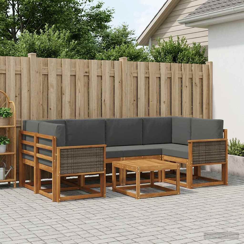 Set di divani da esterno con cuscino 5 pcs Naturale e Antracite