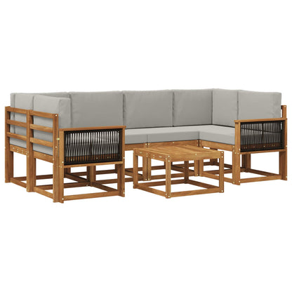 Set di divani da esterno 5 pcs Naturale e Grigio Chiaro