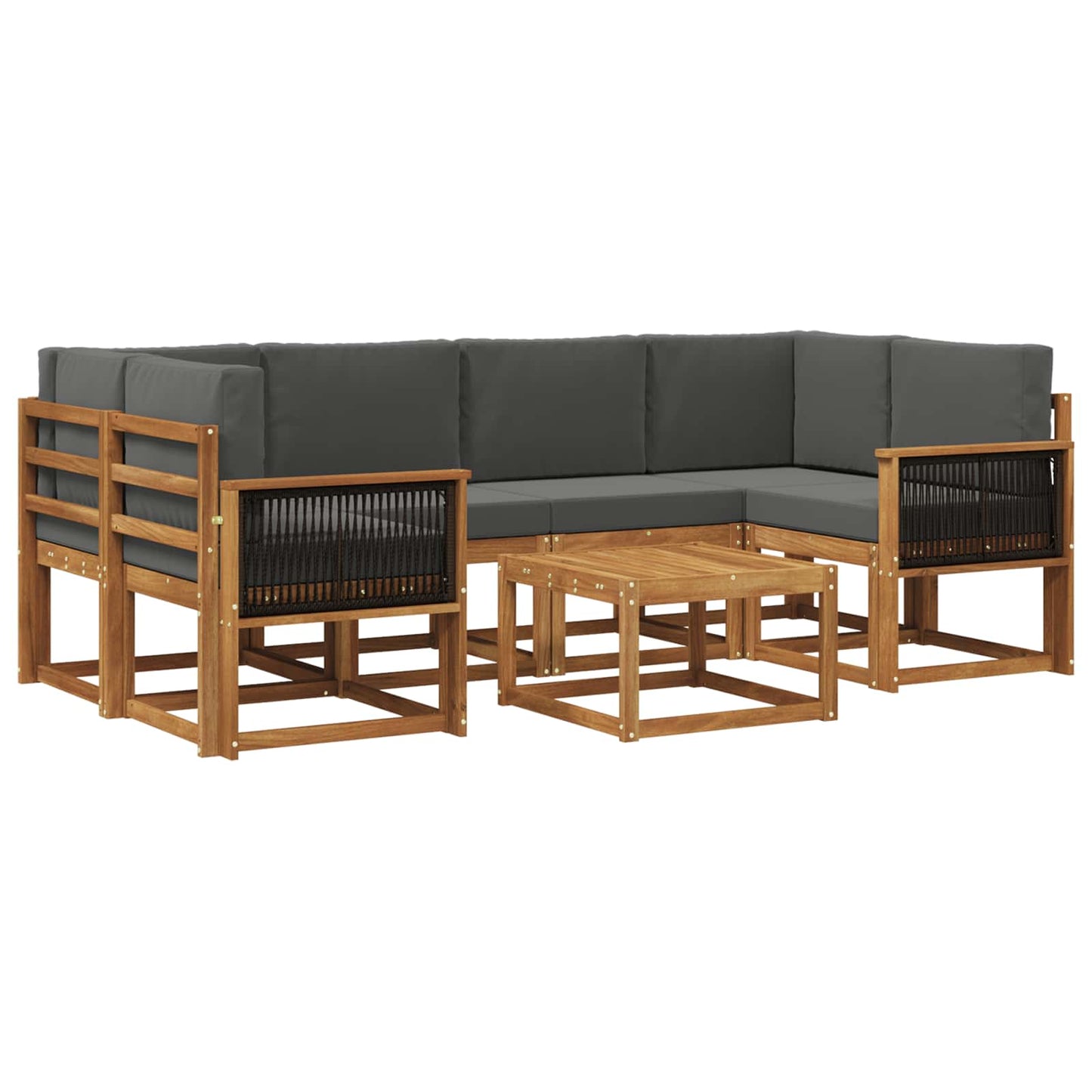 Set di divani da esterno con cuscino 5 pcs Naturale e Antracite