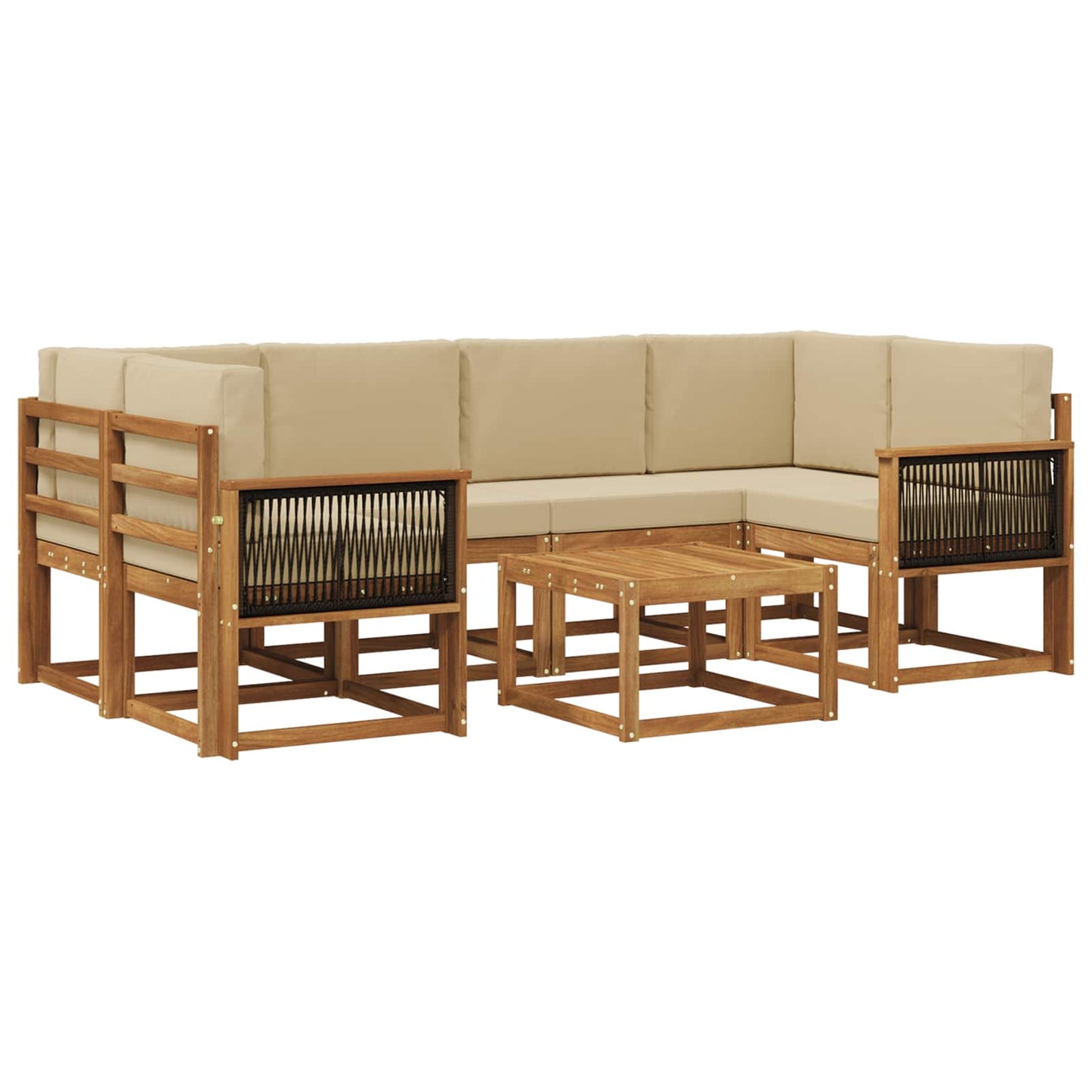 Set di divani da esterno con cuscino 5 pcs Naturale