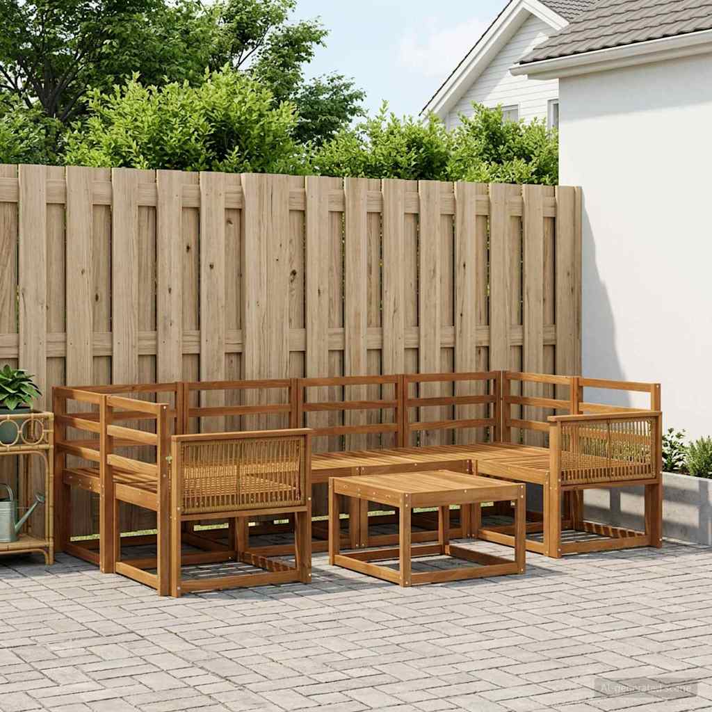 Set di divani da esterno 7 pz Naturale Legno di Acacia Massello | homemem39