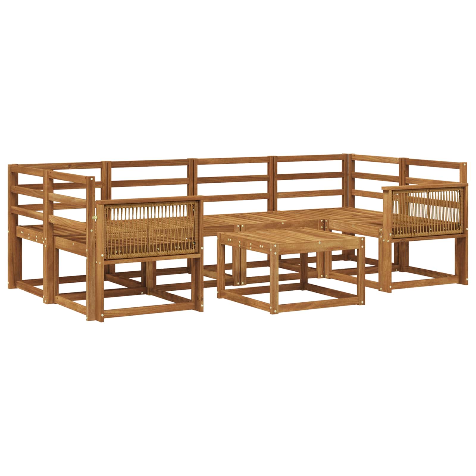 Set di divani da esterno 7 pz Naturale Legno di Acacia Massello | homemem39