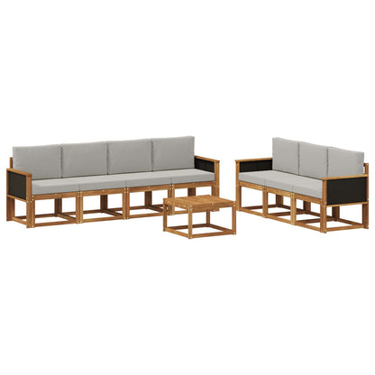 Set di divani da esterno 7 pcs Naturale e Grigio Chiaro