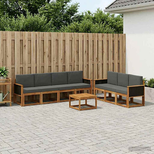 Set di divani da esterno con cuscino 7 pcs Naturale e Antracite