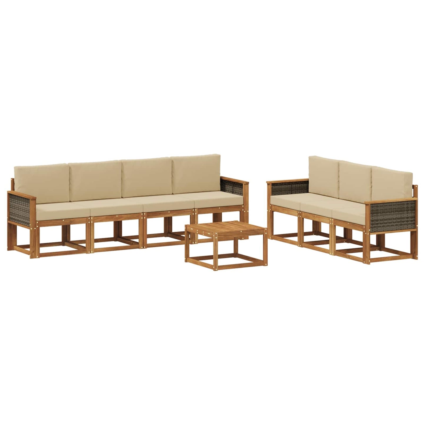 Set di divani da esterno con cuscino 7 pcs Naturale