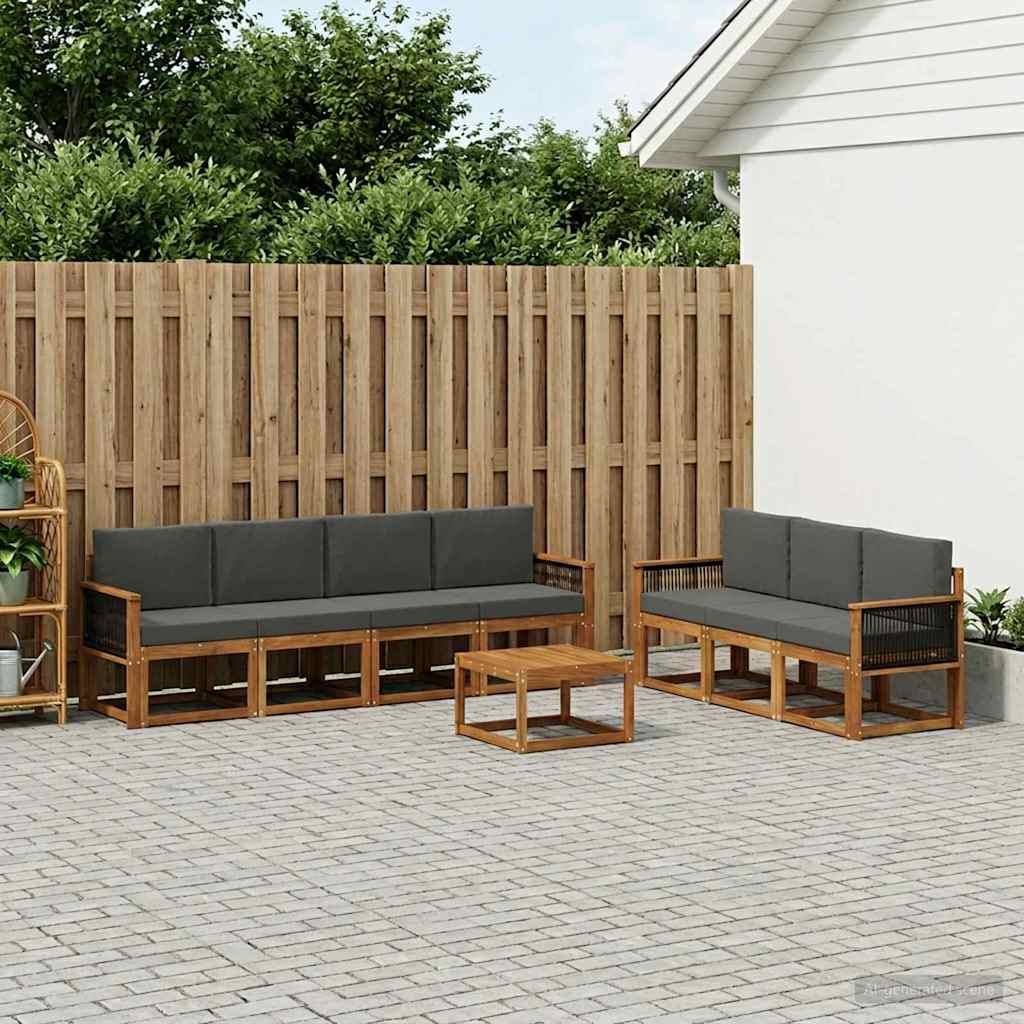 Set di divani da esterno con cuscino 7 pcs Naturale e Antracite