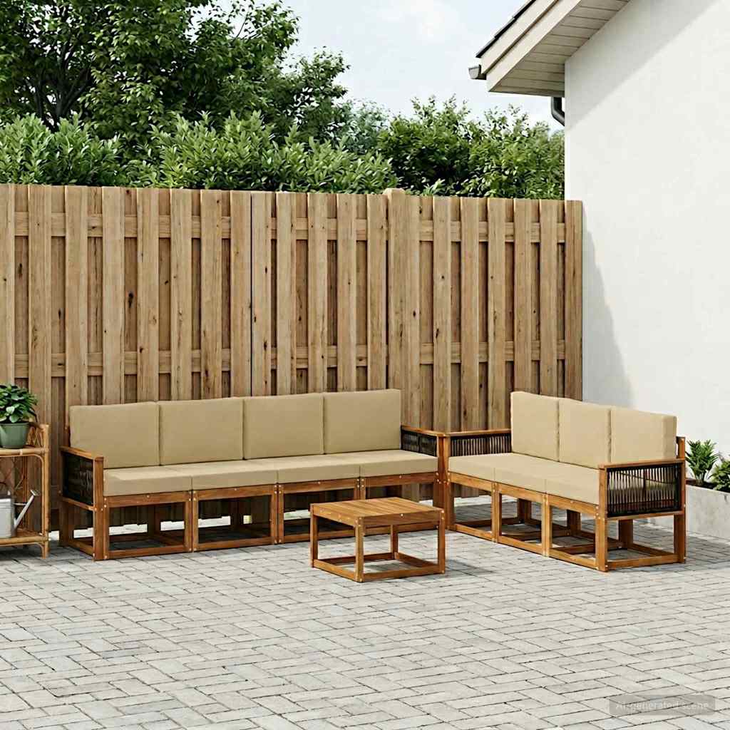 Set di divani da esterno con cuscino 7 pcs Naturale