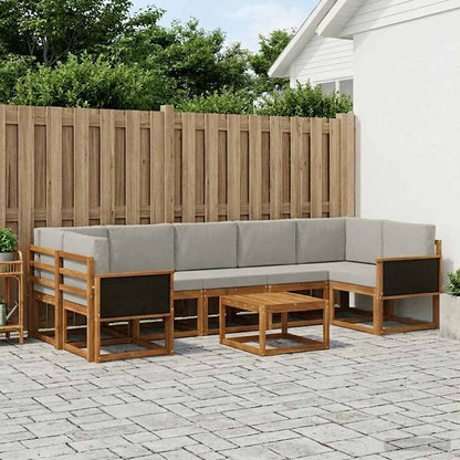 Set di divani da esterno 6 pcs Naturale e Grigio Chiaro