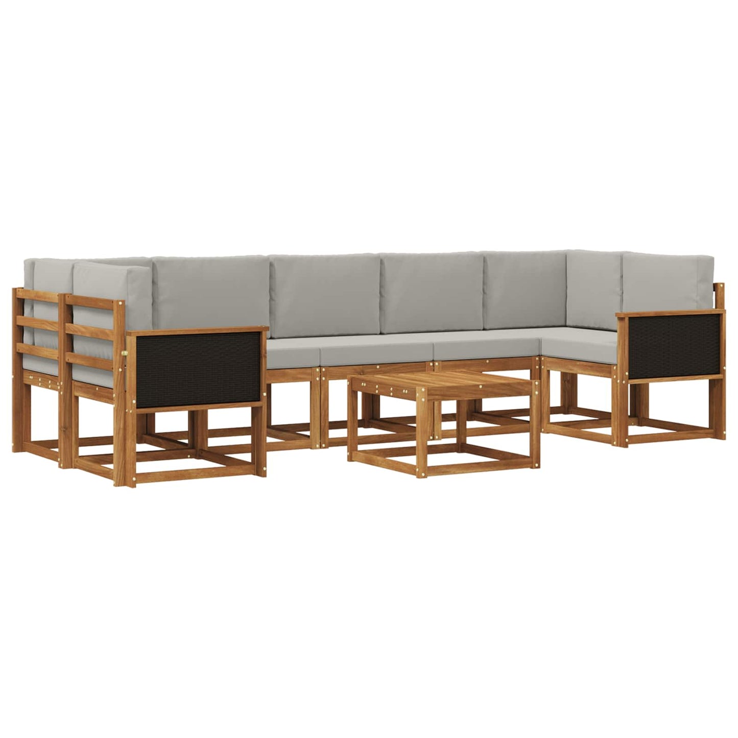 Set di divani da esterno 6 pcs Naturale e Grigio Chiaro