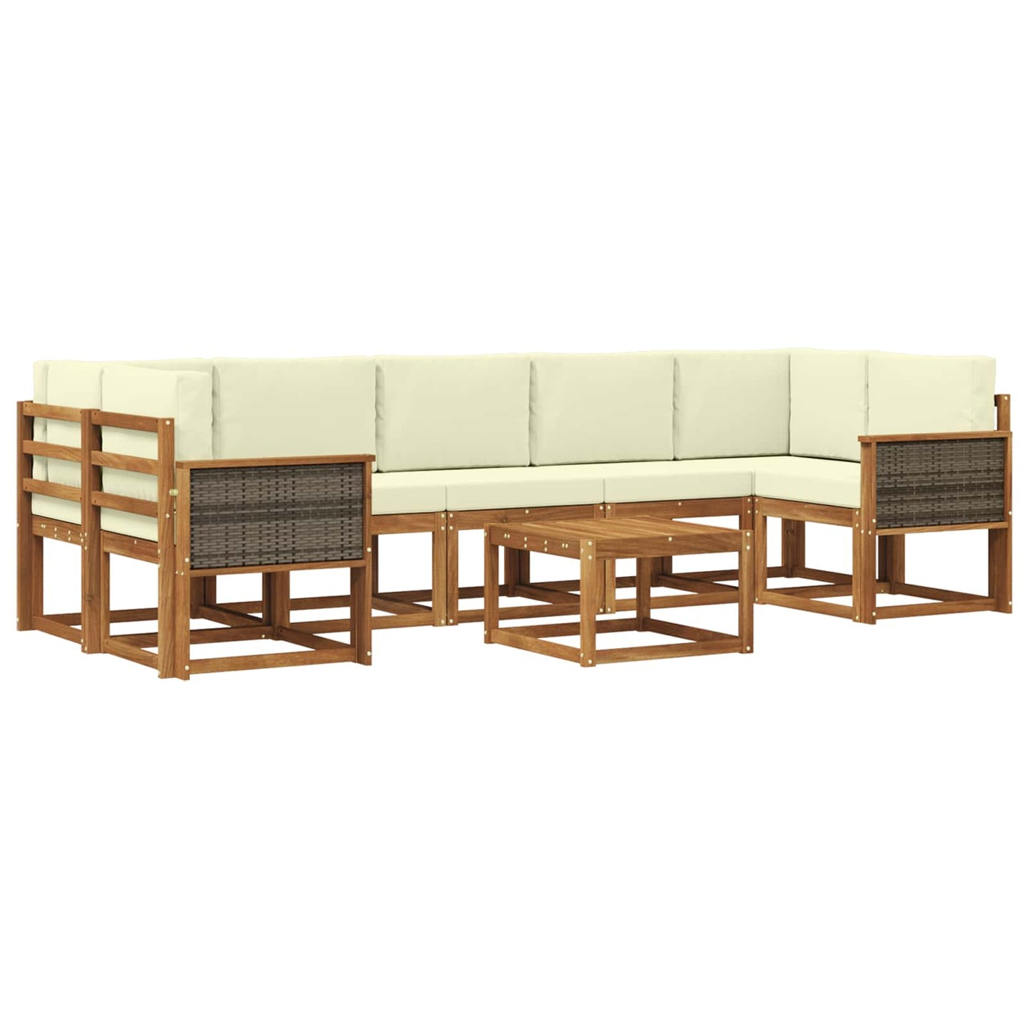 Set di divani da esterno con cuscino 6 pcs Naturale e Crema