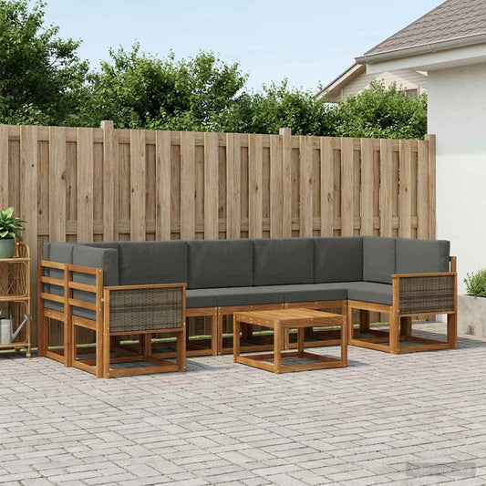 Set di divani da esterno con cuscino 6 pcs Naturale e Antracite