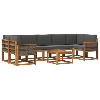 Set di divani da esterno con cuscino 6 pcs Naturale e Antracite