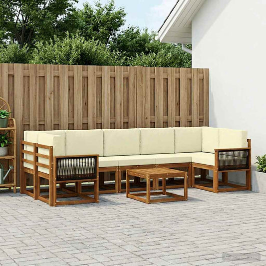 Set di divani da esterno con cuscino 6 pcs Naturale e Crema