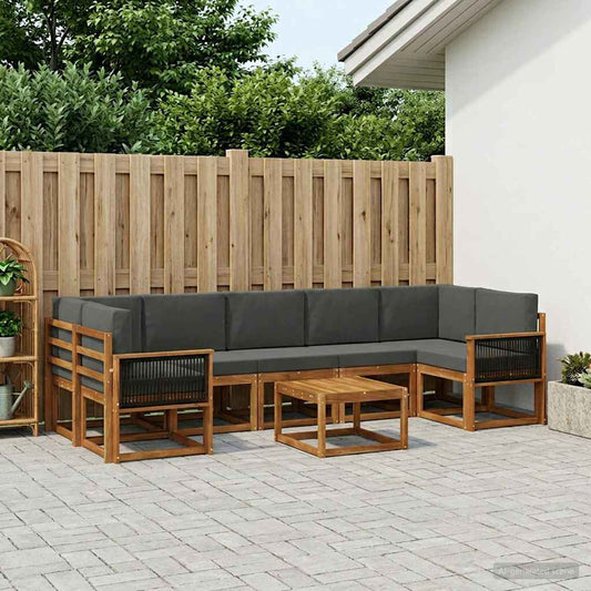 Set di divani da esterno con cuscino 6 pcs Naturale e Antracite