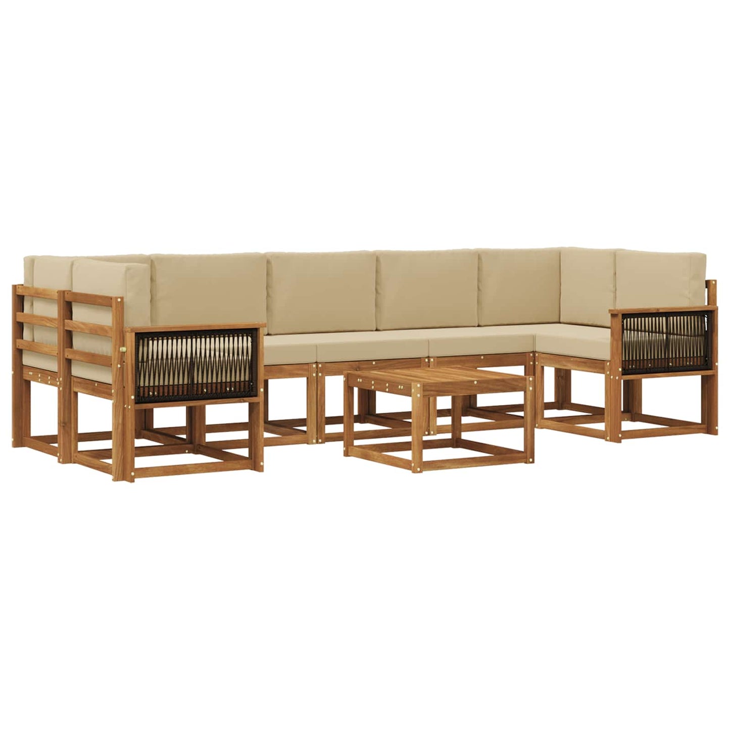 Set di divani da esterno con cuscino 6 pcs Naturale