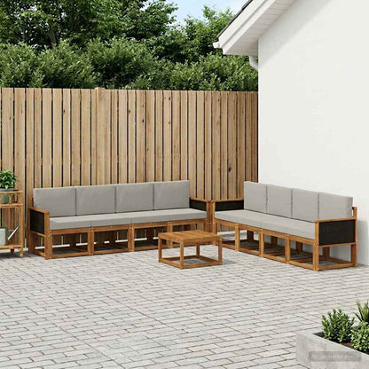 Set di divani da esterno 7 pcs Naturale e Grigio Chiaro