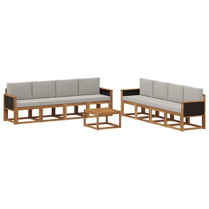 Set di divani da esterno 7 pcs Naturale e Grigio Chiaro