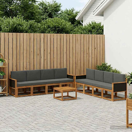 Set di divani da esterno con cuscino 7 pcs Naturale e Antracite