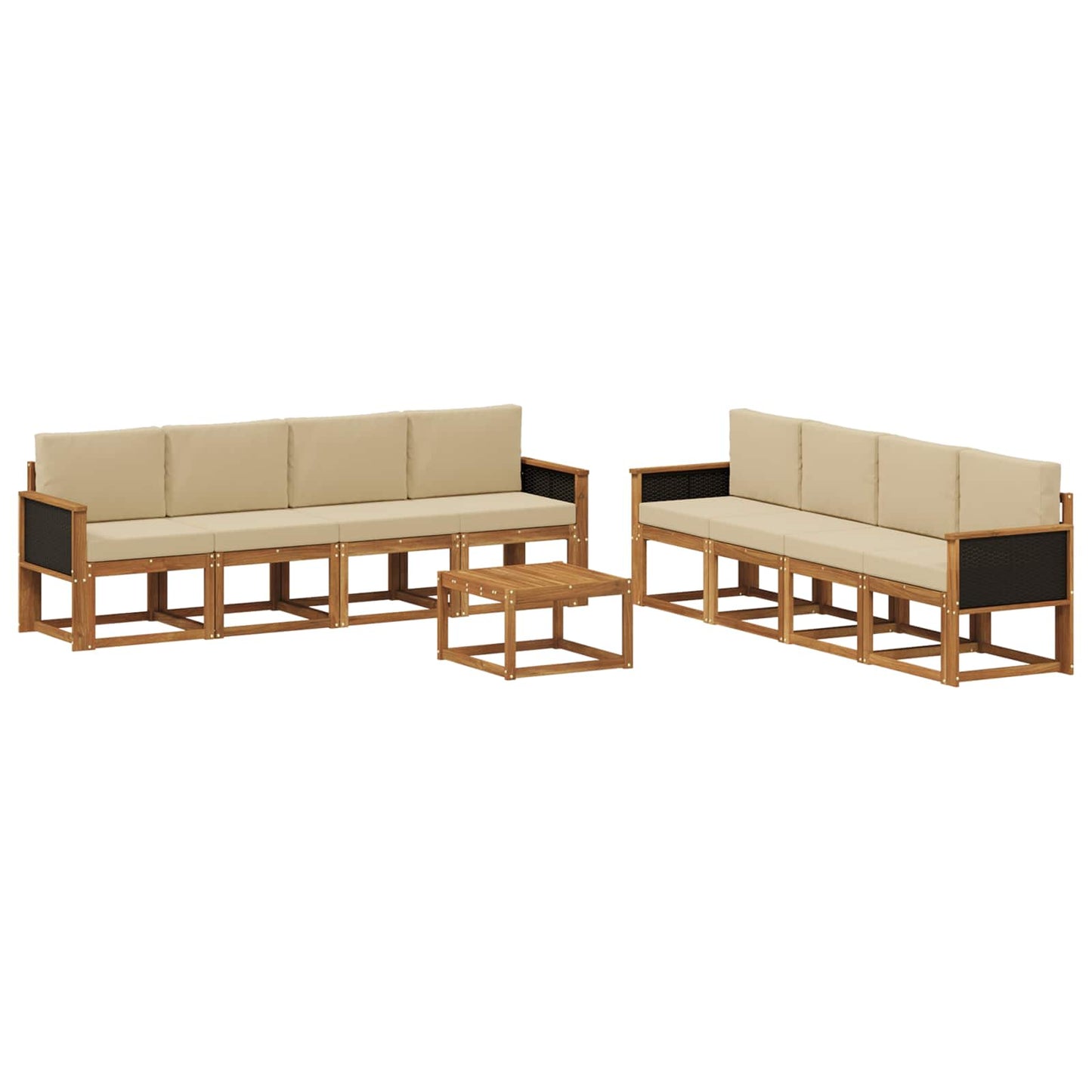 Set di divani da esterno con cuscino 7 pcs Naturale