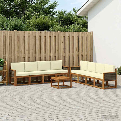 Set di divani da esterno con cuscino 7 pcs Naturale e Crema