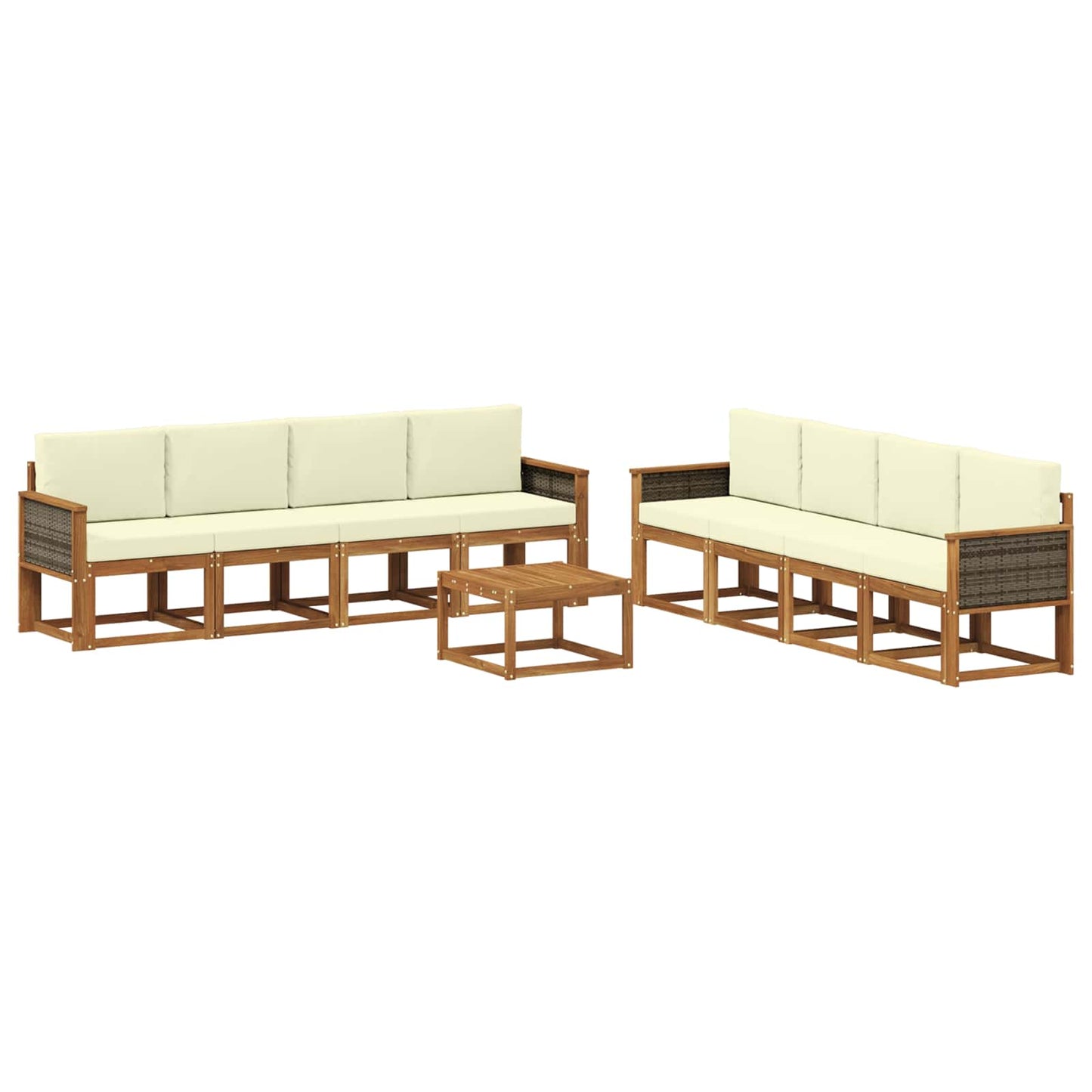 Set di divani da esterno con cuscino 7 pcs Naturale e Crema