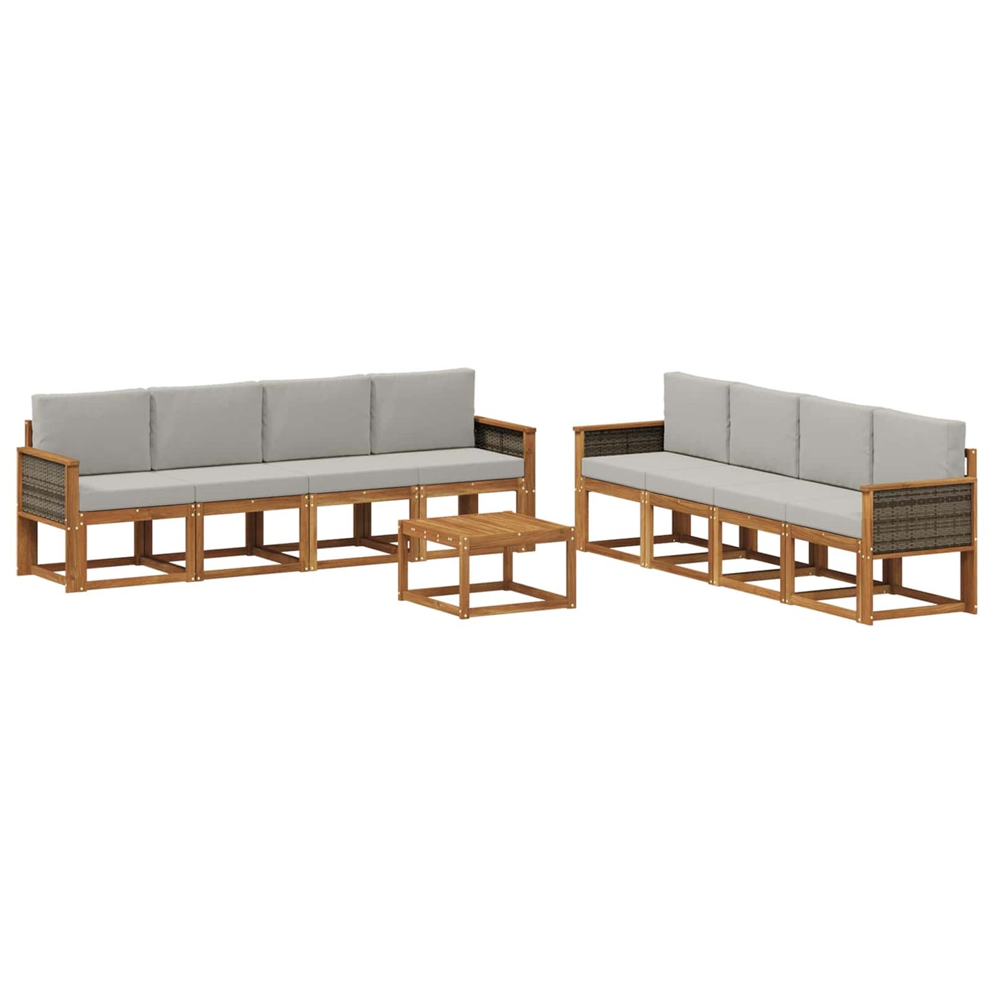 Set di divani da esterno 7 pcs Naturale e Grigio Chiaro