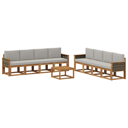 Set di divani da esterno 7 pcs Naturale e Grigio Chiaro