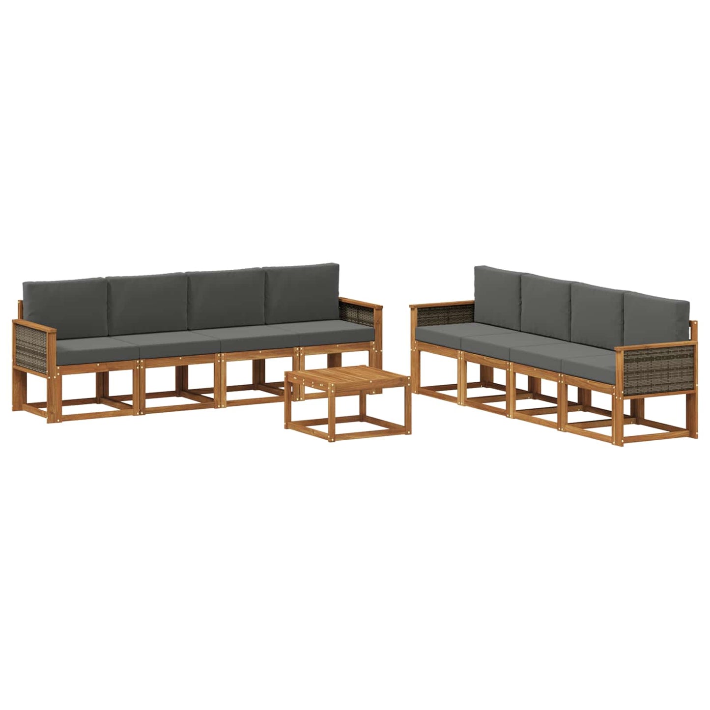 Set di divani da esterno 9 pz Naturale e Antracite