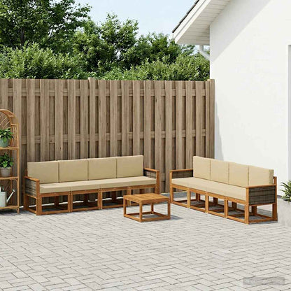 Set di divani da esterno con cuscino 7 pcs Naturale