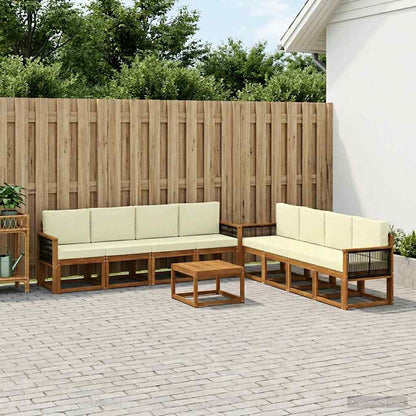 Set di divani da esterno con cuscino 7 pcs Naturale e Crema