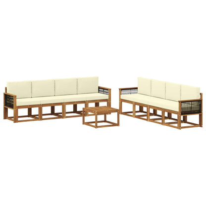 Set di divani da esterno con cuscino 7 pcs Naturale e Crema