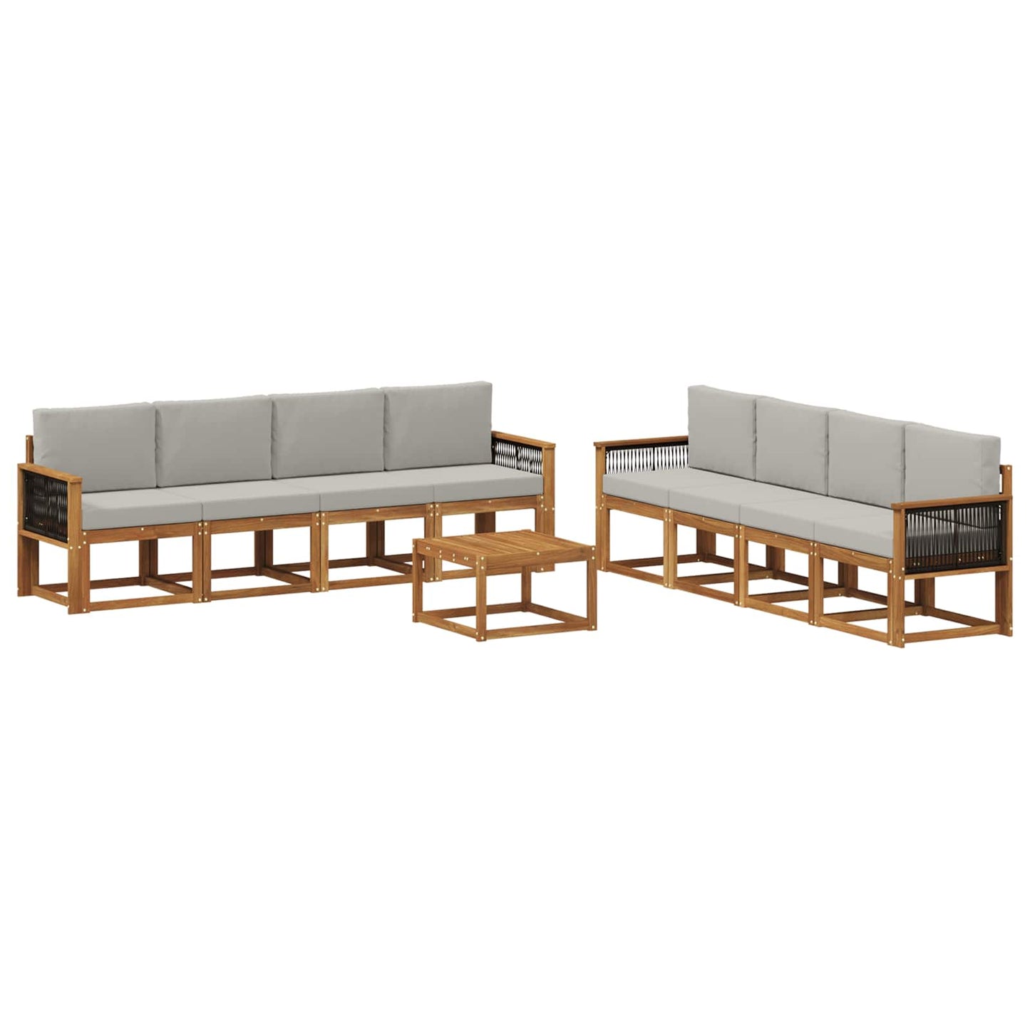 Set di divani da esterno 7 pcs Naturale e Grigio Chiaro