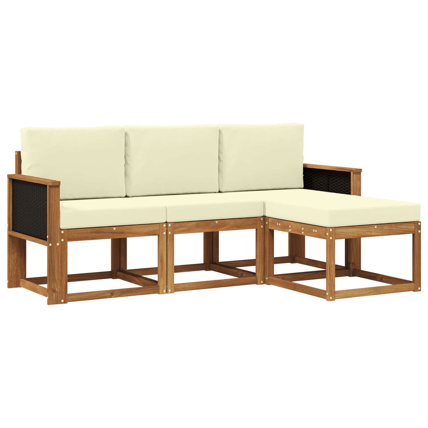 Set di divani da esterno con cuscino 4 pcs Naturale e Crema