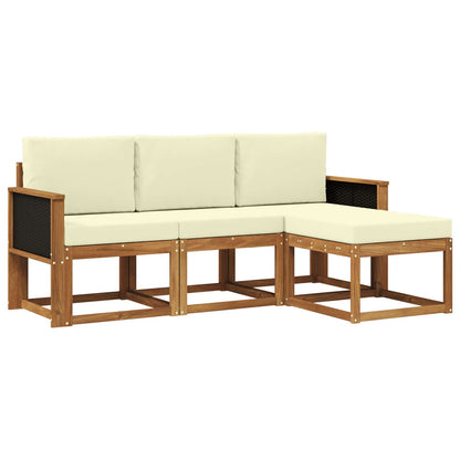 Set di divani da esterno con cuscino 4 pcs Naturale e Crema