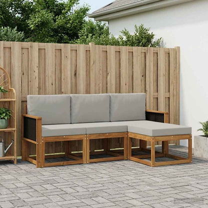 Set di divani da esterno 4 pcs Naturale e Grigio Chiaro