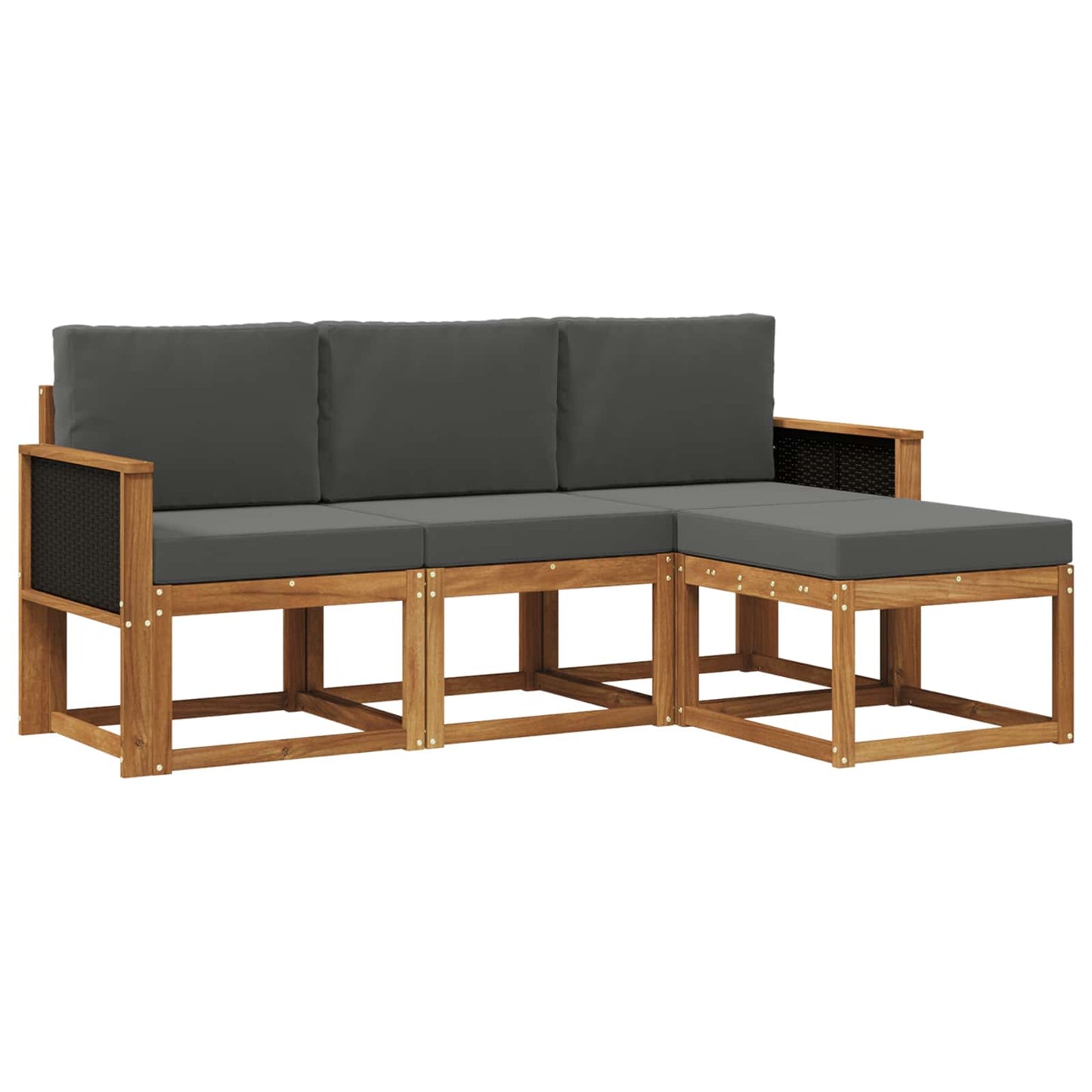 Set di divani da esterno con cuscino 4 pcs Naturale e Antracite