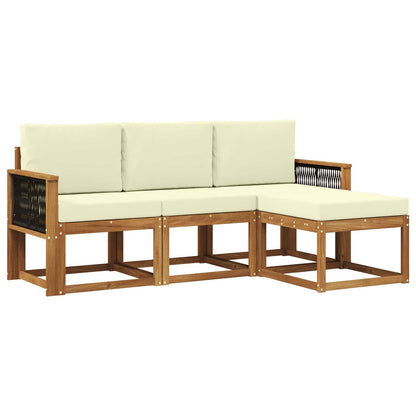 Set di divani da esterno con cuscino 4 pcs Naturale e Crema