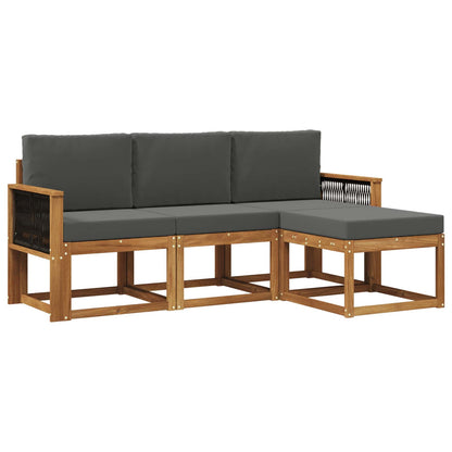 Set di divani da esterno con cuscino 4 pcs Naturale e Antracite
