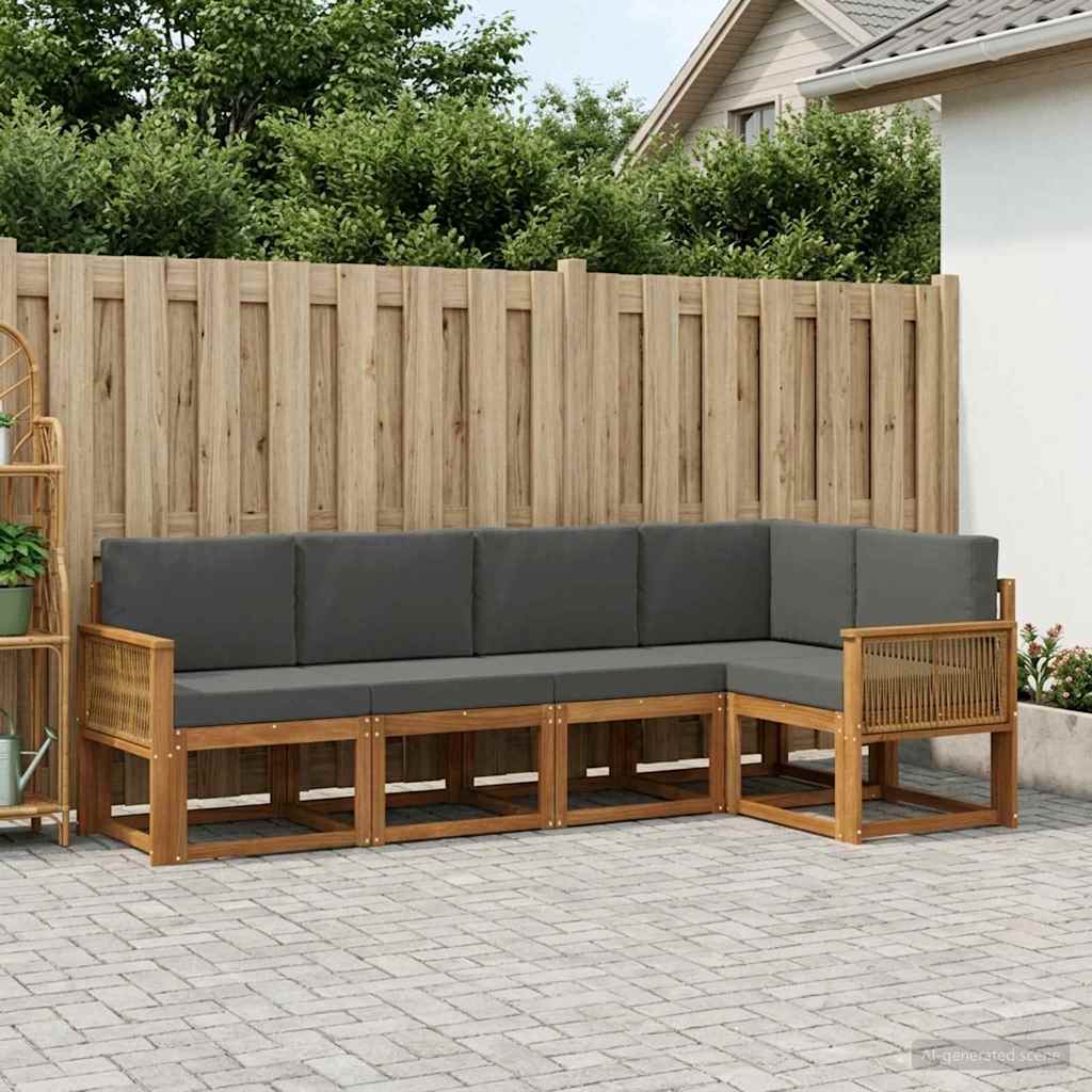Set di divani da esterno 5 pz 5-Posti Naturale e Antracite