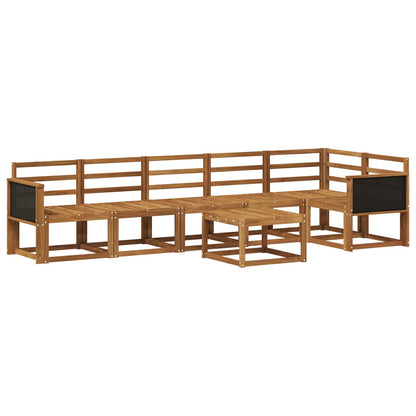 Set di divani da esterno 7 pz Naturale Legno di Acacia Massello