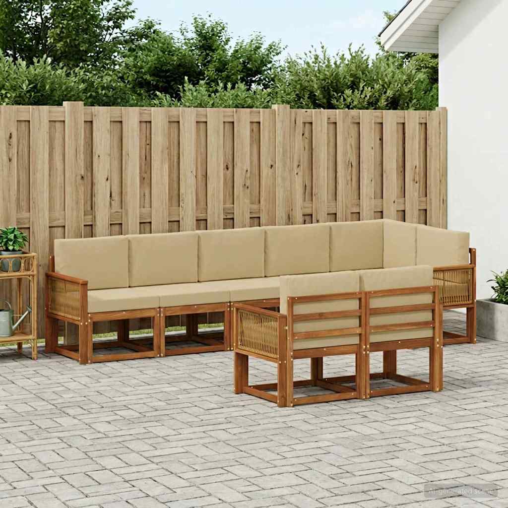 Set di divani da esterno 8 pz 8-Posti Naturale e Beige | homemem39
