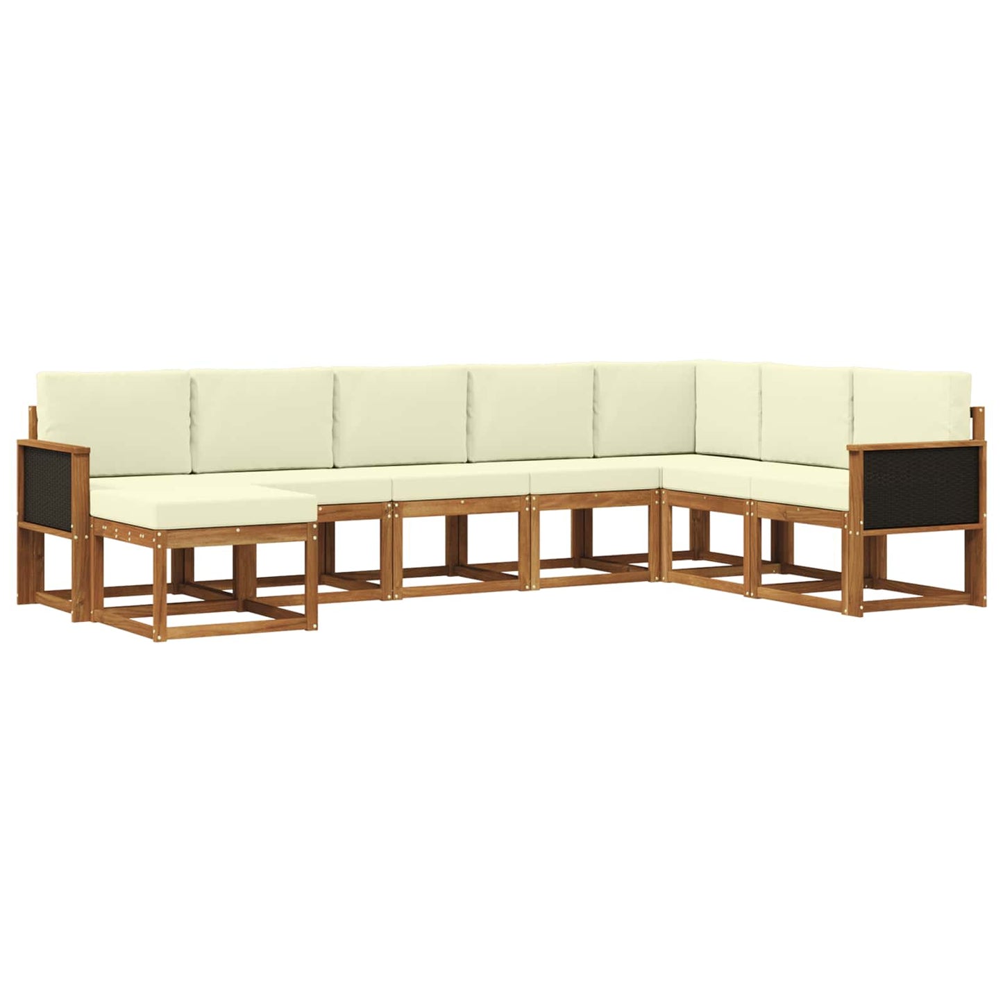 Set di divani da esterno con cuscino 8 pcs Naturale e Crema