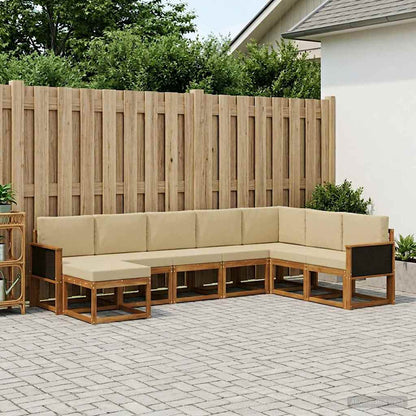 Set di divani da esterno con cuscino 8 pcs Naturale e Beige