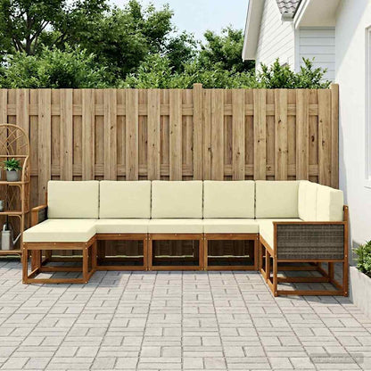 Set di divani da esterno con cuscino 8 pcs Naturale e Crema