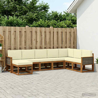 Set di divani da esterno con cuscino 8 pcs Naturale e Crema