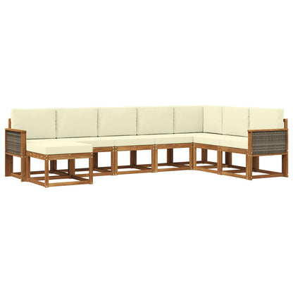 Set di divani da esterno con cuscino 8 pcs Naturale e Crema